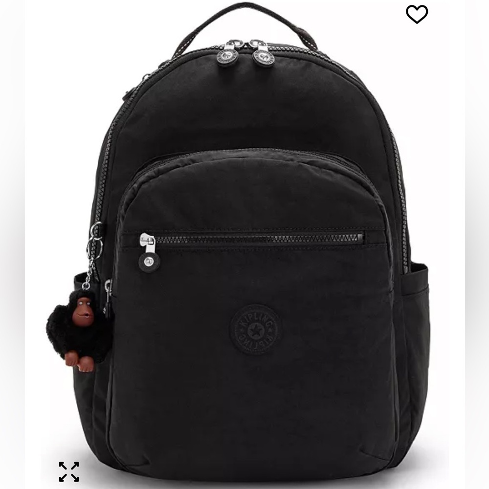 Kipling Black Nylon Backpack with Keychain